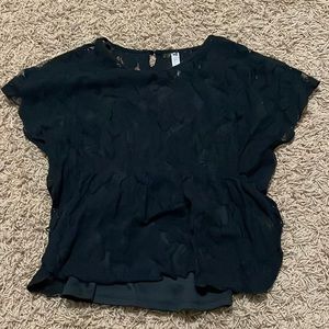 Black lace shirt with black tank underneath